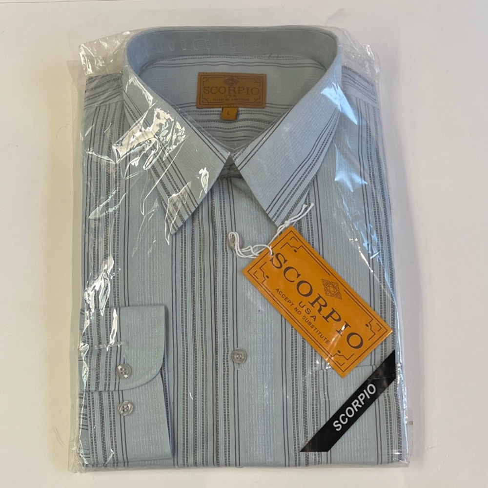 New Scorpio Men's Blue Striped polo Shirt in size large